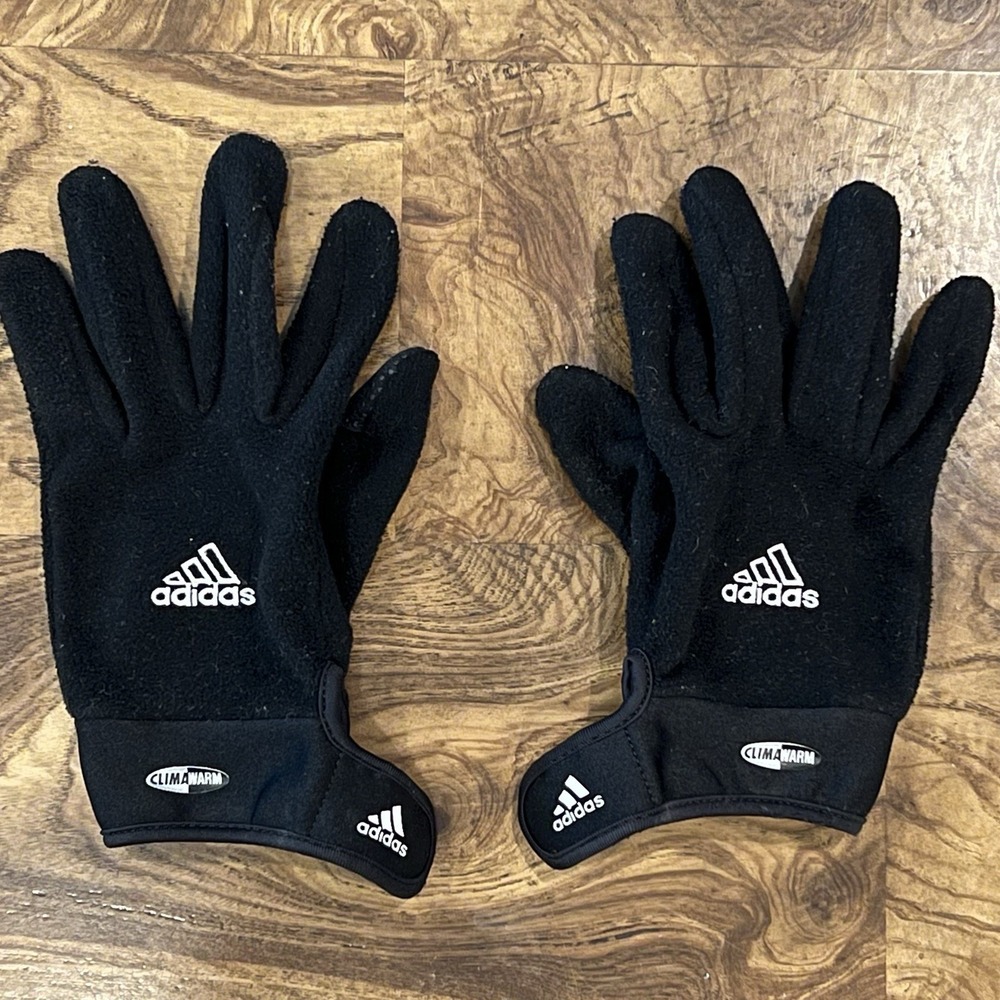 Adidas Winter Gloves 6" Black Softshell Touchscreen Zip‎ Pocket Running Active